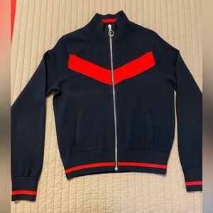 Banana Republic Navy and Red Zip-Front Sweater